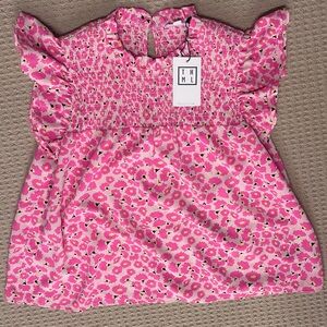 THML Pink Floral Smocked Blouse